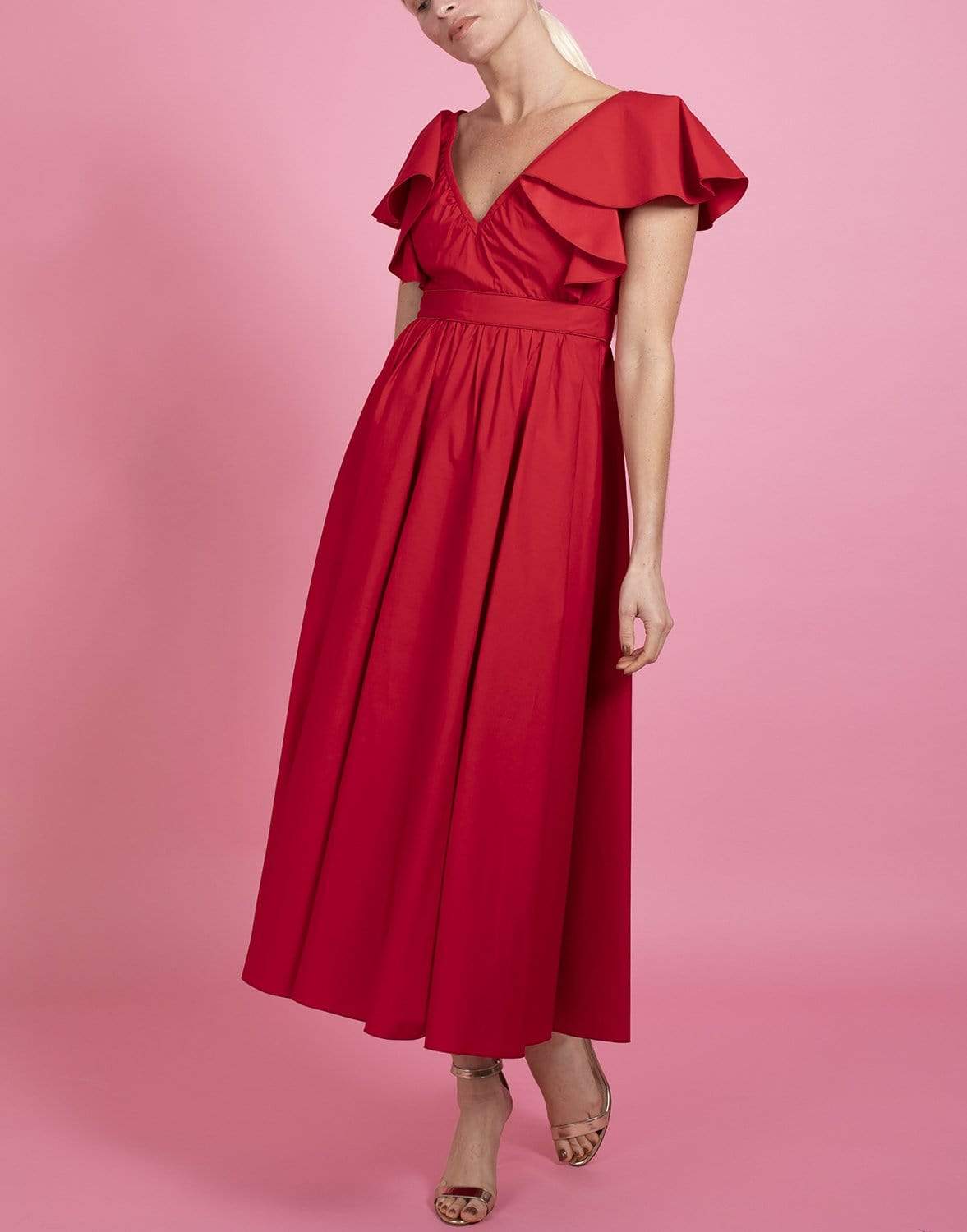 GIAMBATTISTA VALLI-V Neck Midi Dress-