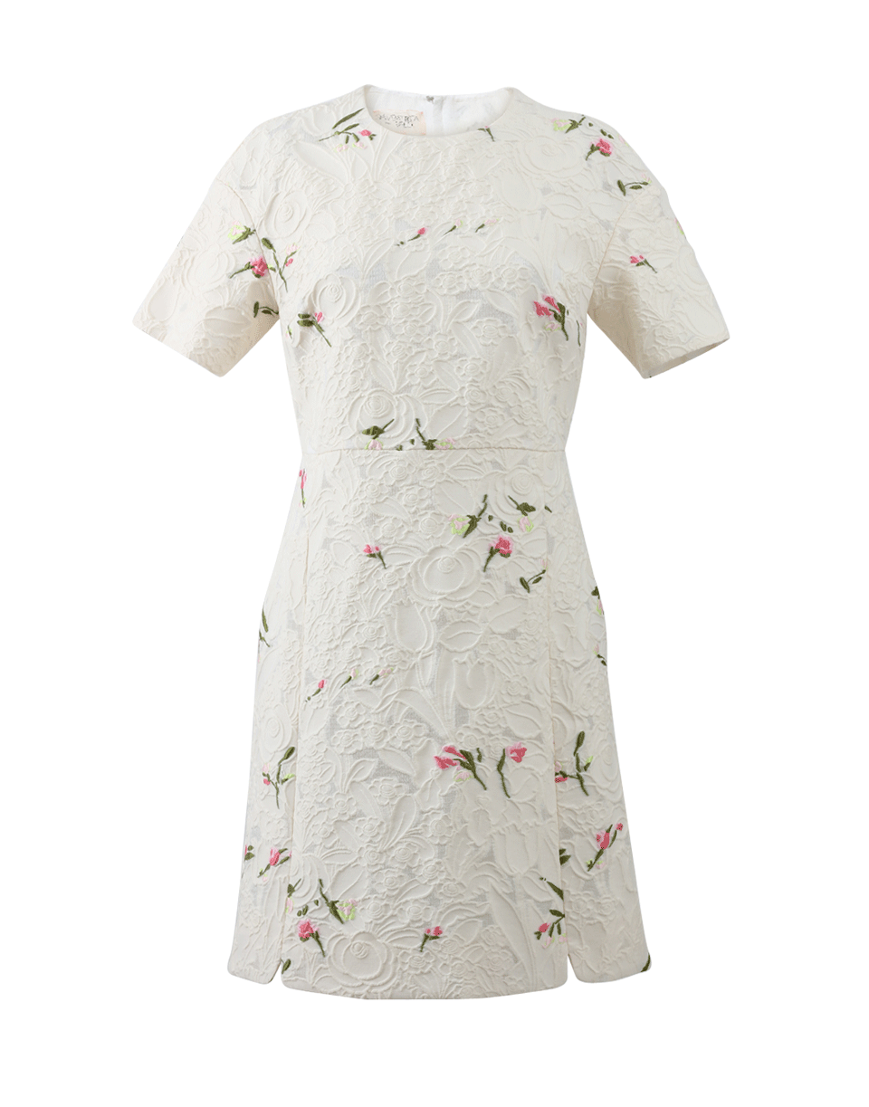GIAMBATTISTA VALLI-Jacquard Floral Dress-IVORY