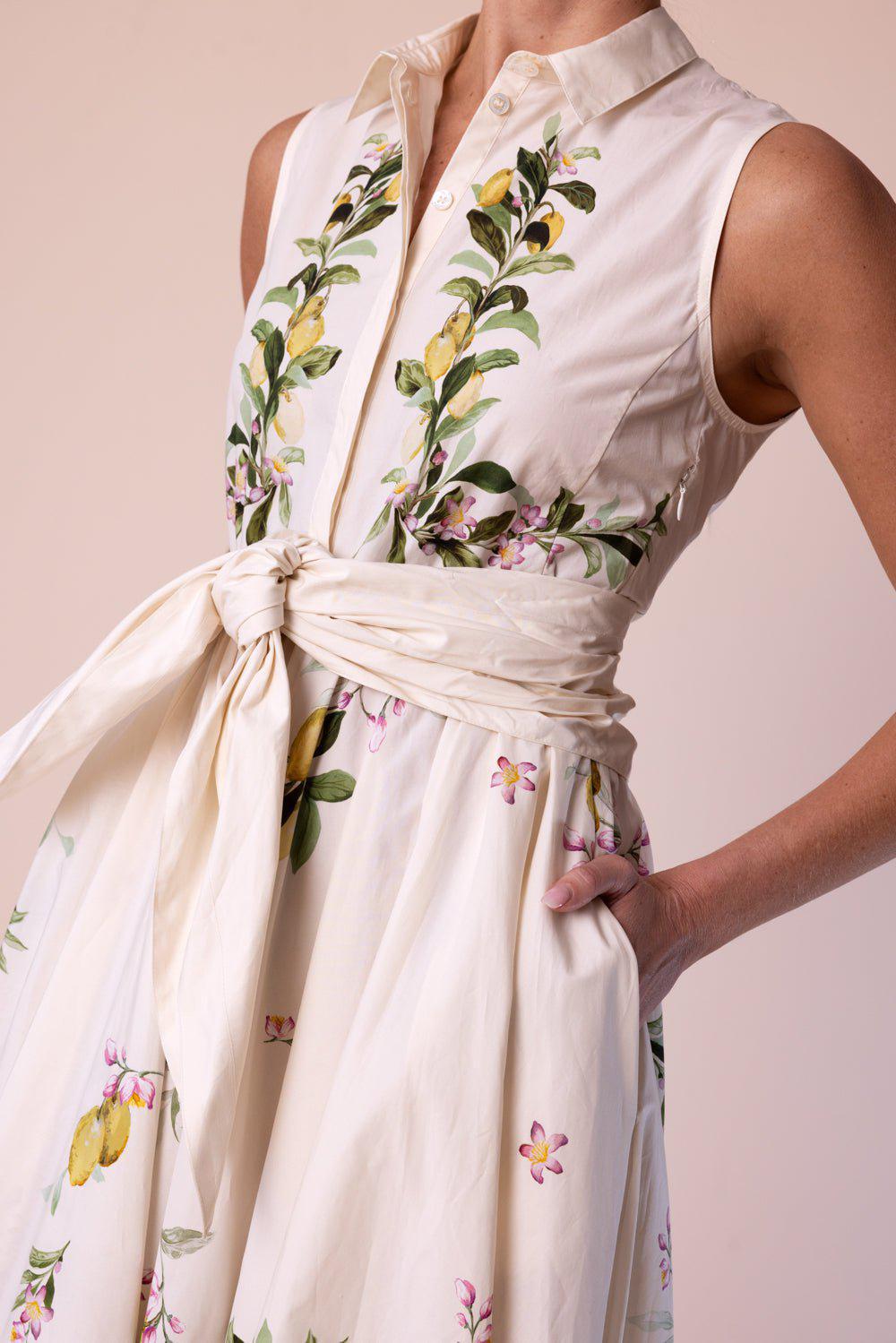 GIAMBATTISTA VALLI-Lemon Print Sleeveless Shirtdress-