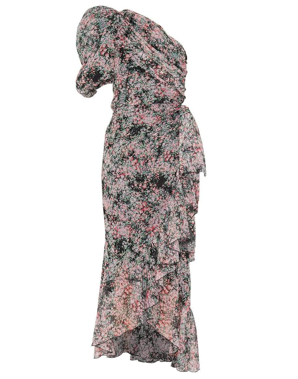 GIAMBATTISTA VALLI-One Shoulder Print Midi Dress-ROSE/GRN