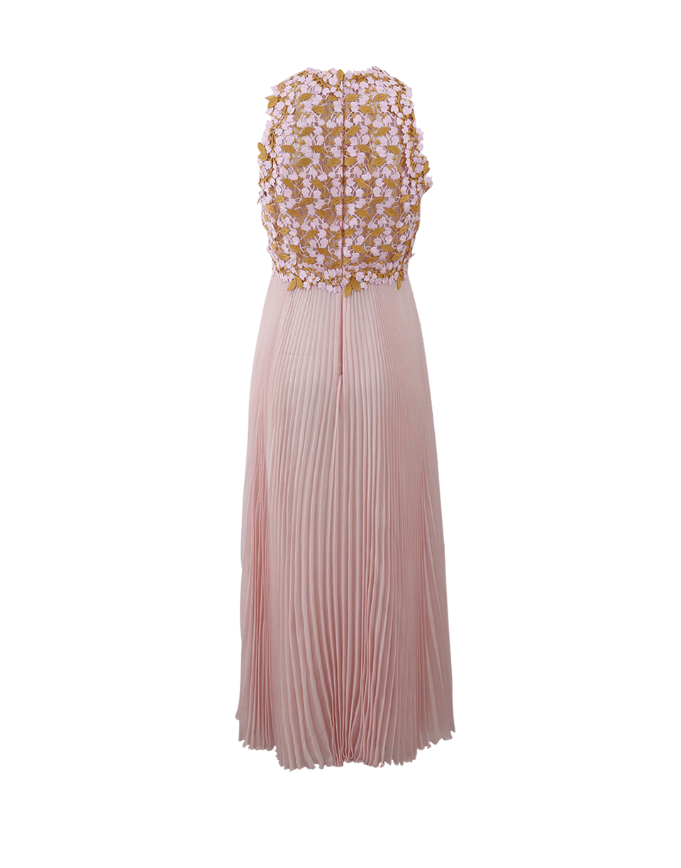 GIAMBATTISTA VALLI-Midi Macrame Plisse Dress-YLLW/PNK