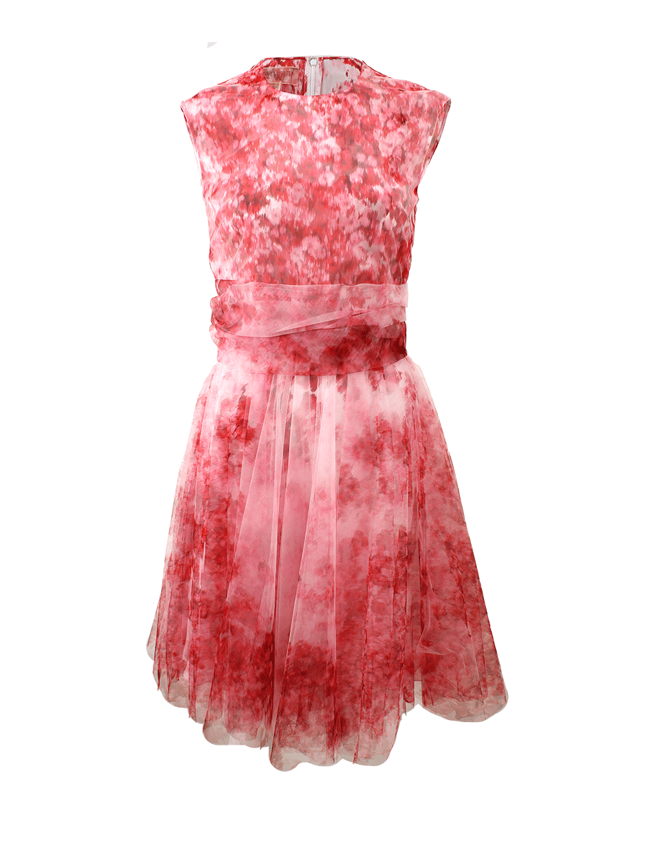 GIAMBATTISTA VALLI-Floral Tulle Dress-WHT/RED