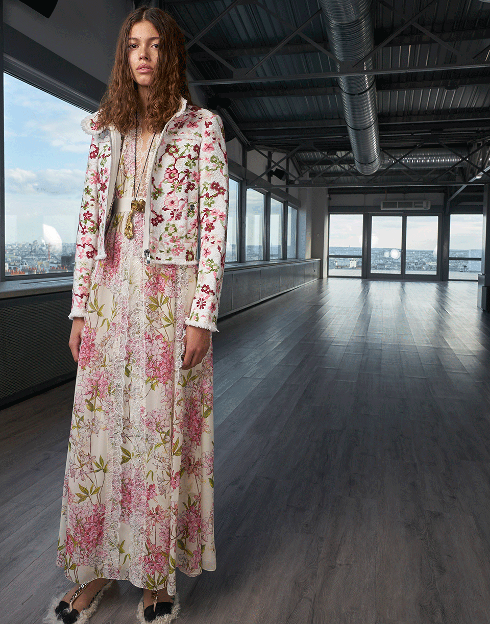 GIAMBATTISTA VALLI-Floral Print Long Dress-IVORY