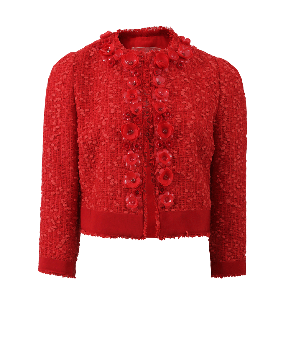 GIAMBATTISTA VALLI-Tweed Floral Lapel Jacket-