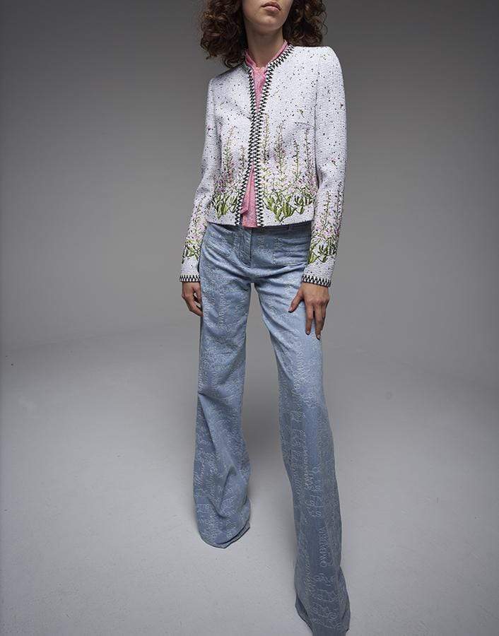 GIAMBATTISTA VALLI-Long Sleeve Tweed Jacket-WHT/GRN