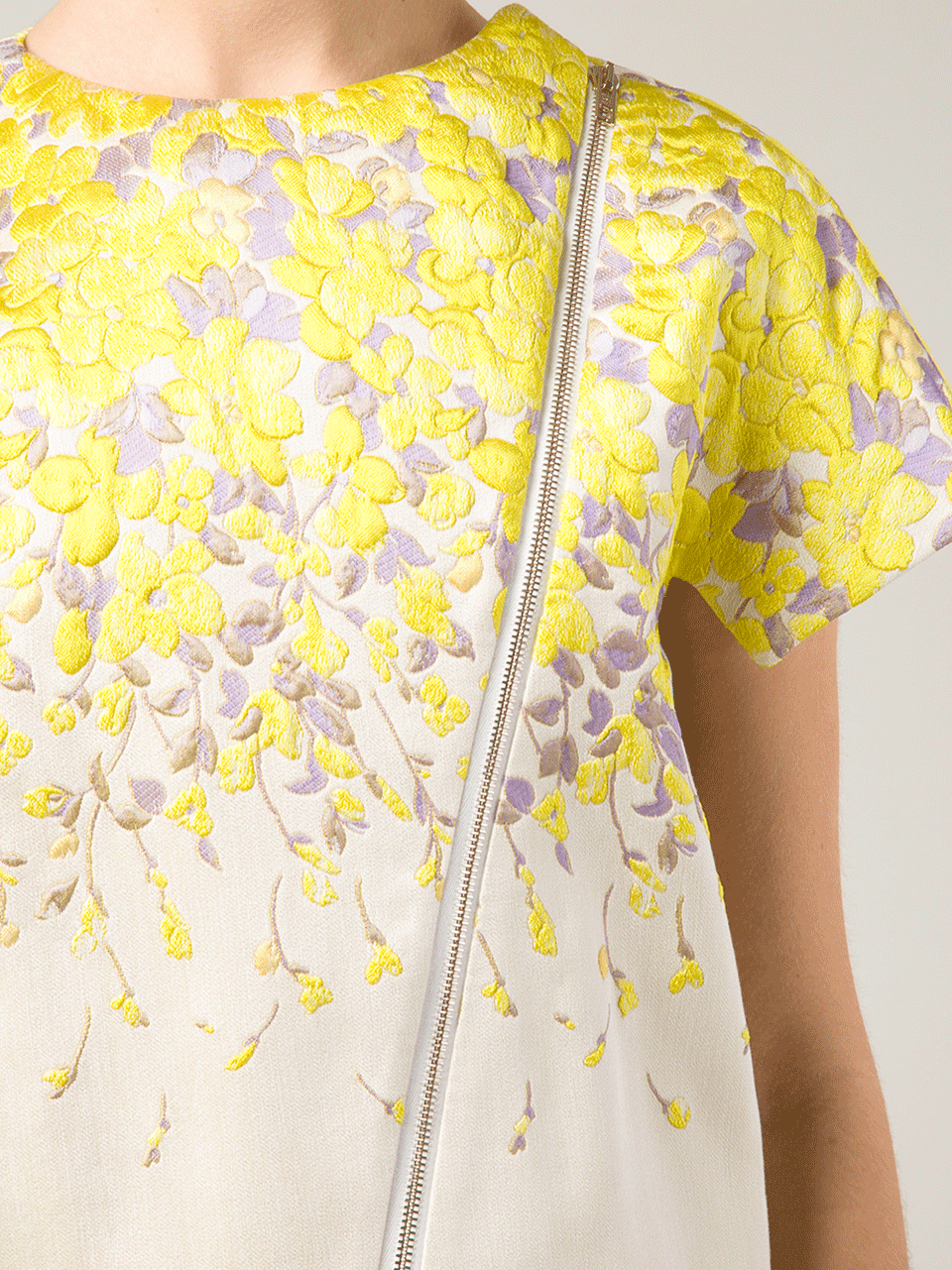 GIAMBATTISTA VALLI-Asymmetric Zip Jacquard Jacket-YLLW/LAV