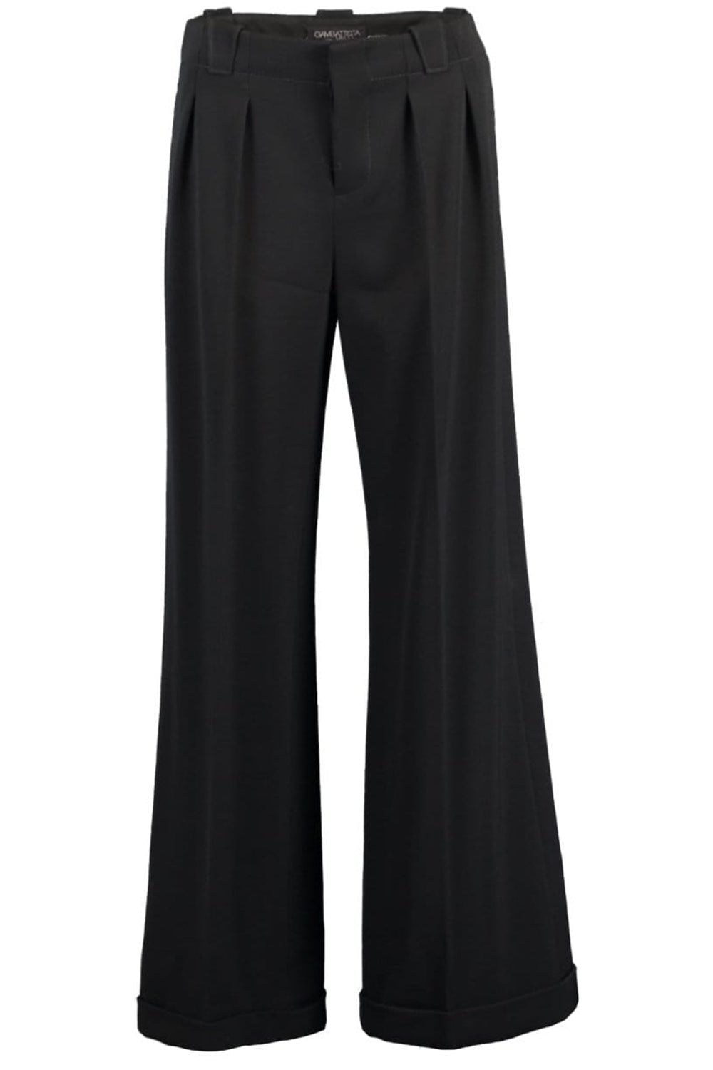 GIAMBATTISTA VALLI-Wide Leg Pleated Twill Trouser-BLACK