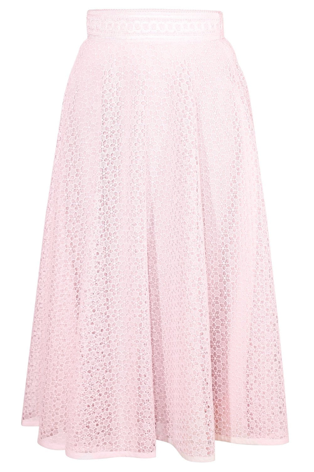 GIAMBATTISTA VALLI-Floral Lace Skirt-CHMPAGNE ROSE