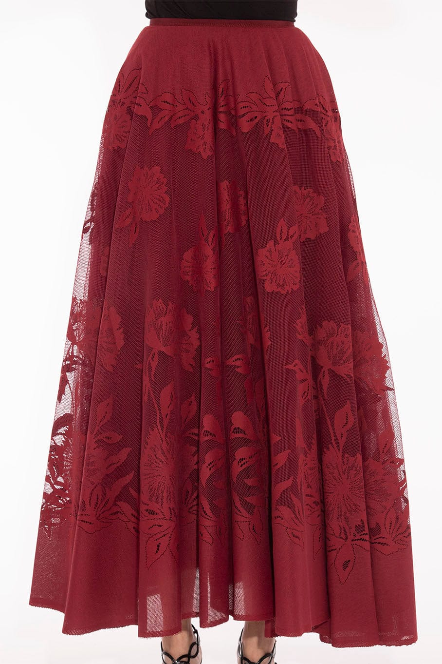 GIAMBATTISTA VALLI-Macrame Skirt-TITAN RED