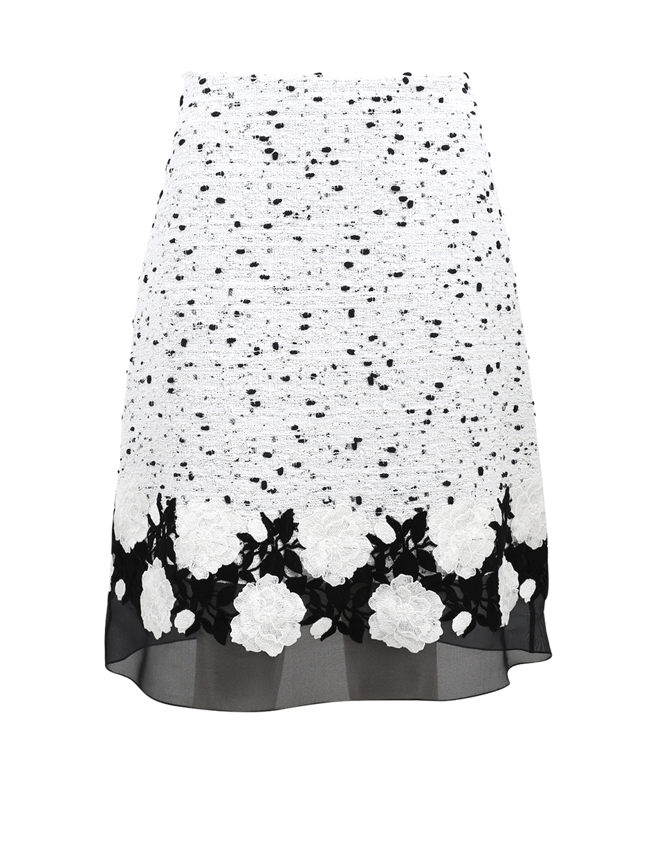 GIAMBATTISTA VALLI-Tweed Floral Macrame Skirt-