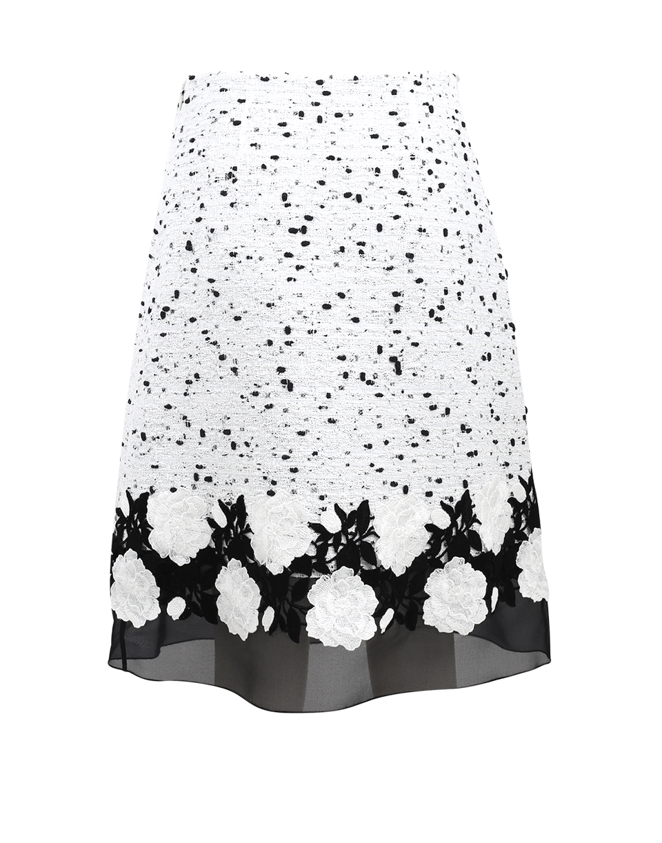GIAMBATTISTA VALLI-Tweed Floral Macrame Skirt-
