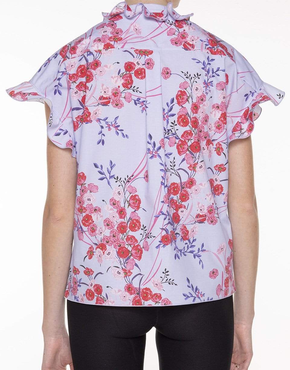 GIAMBATTISTA VALLI-Short Sleeve Ruffled Floral Blouse-