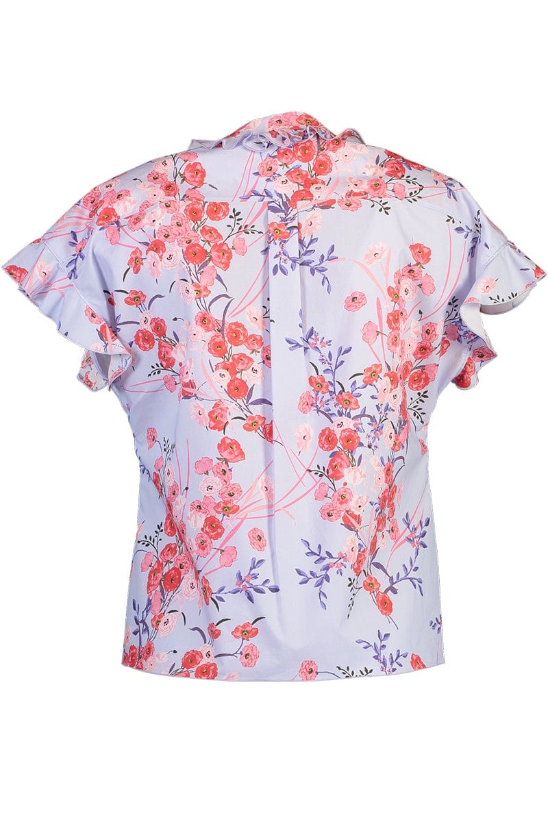 GIAMBATTISTA VALLI-Short Sleeve Ruffled Floral Blouse-