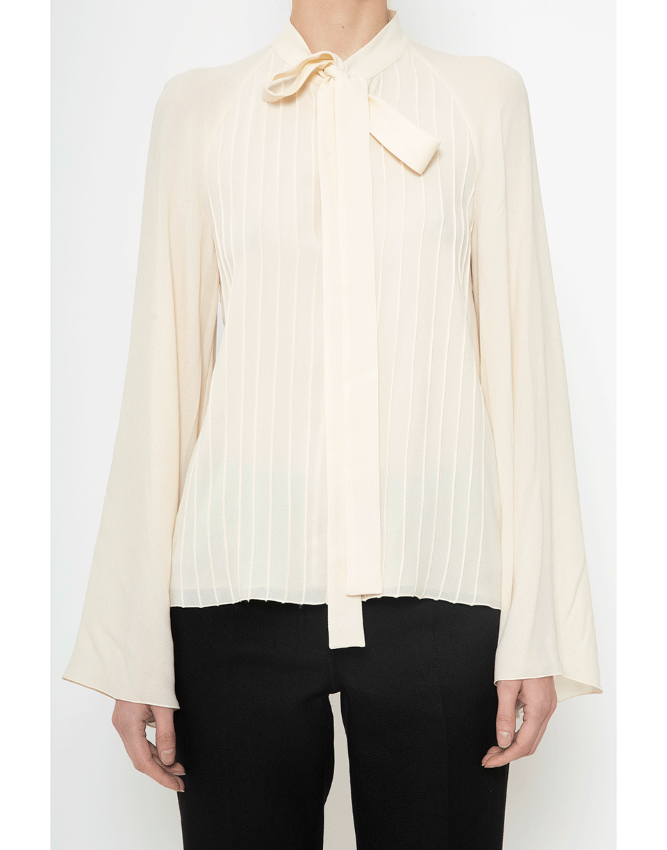 GIAMBATTISTA VALLI-Ivory Neck Tie Blouse-