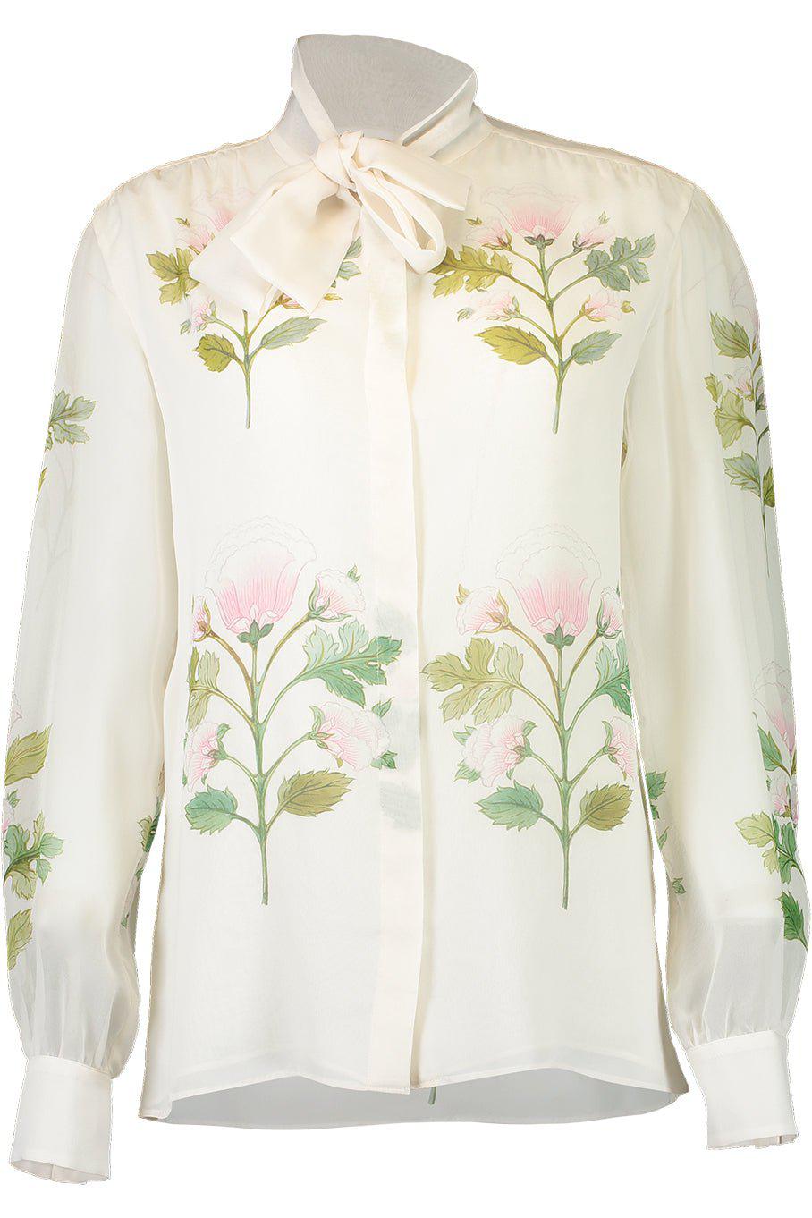 GIAMBATTISTA VALLI-Georgette Rose Bouquets Blouse-