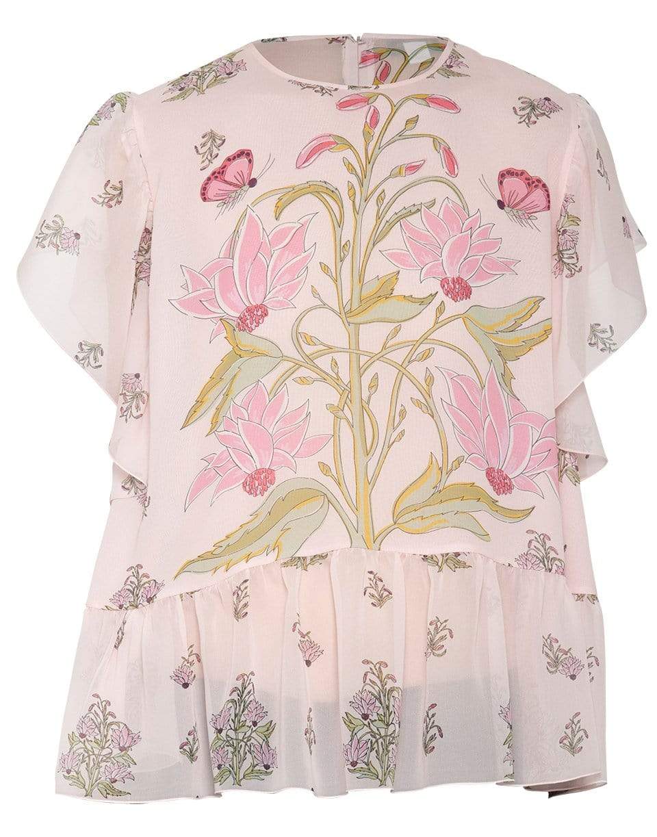 GIAMBATTISTA VALLI-Silk Georgette Flower Print Blouse-