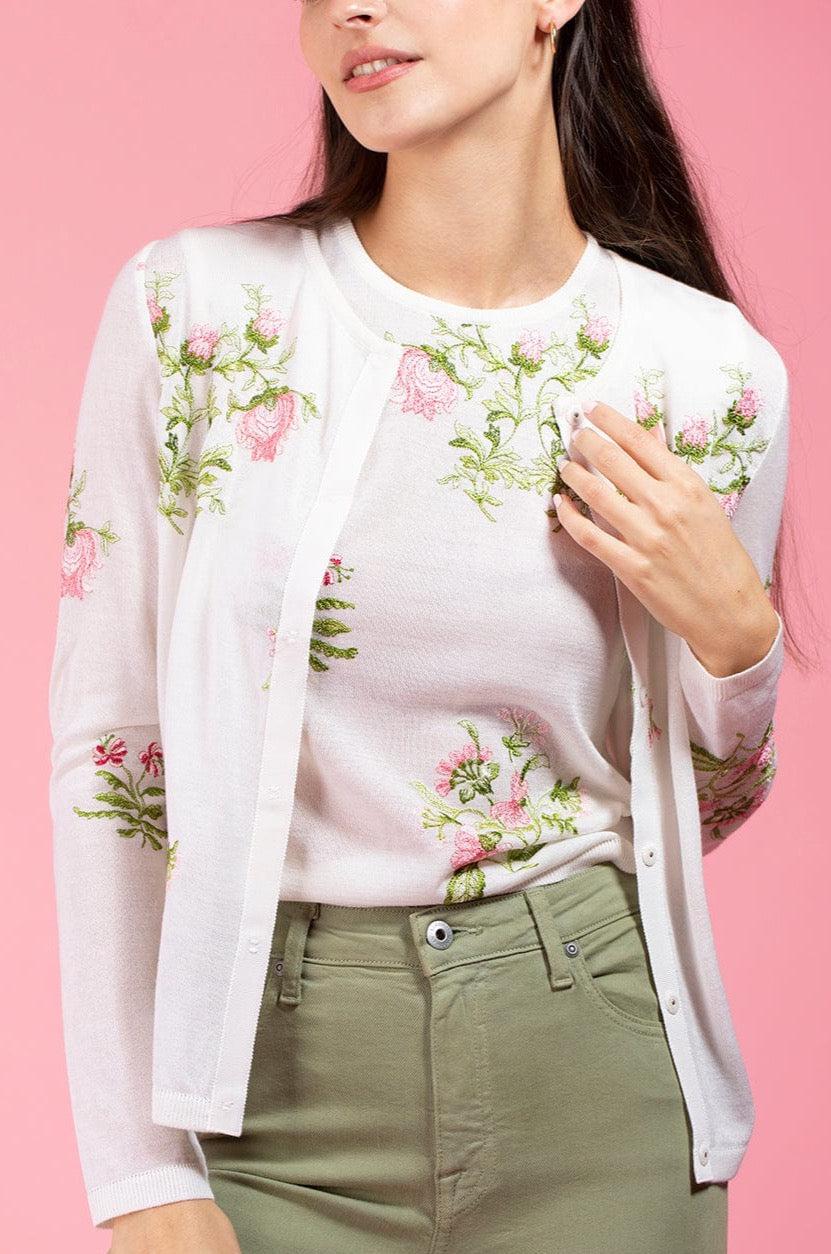 GIAMBATTISTA VALLI-Floral Knit Cardigan-