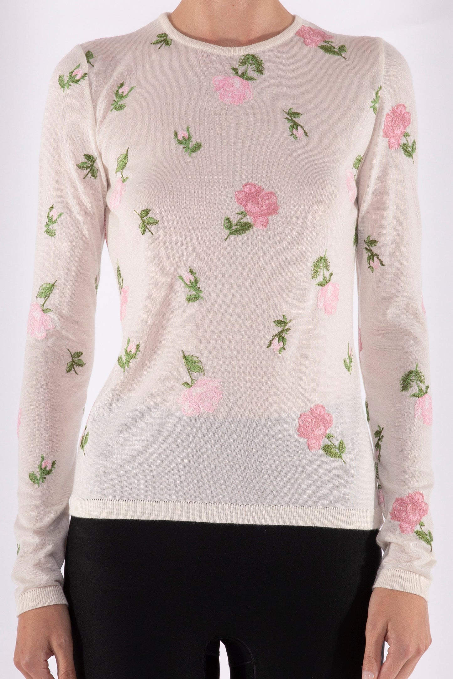 GIAMBATTISTA VALLI-Cashmere Silk Knit Top - Rose-