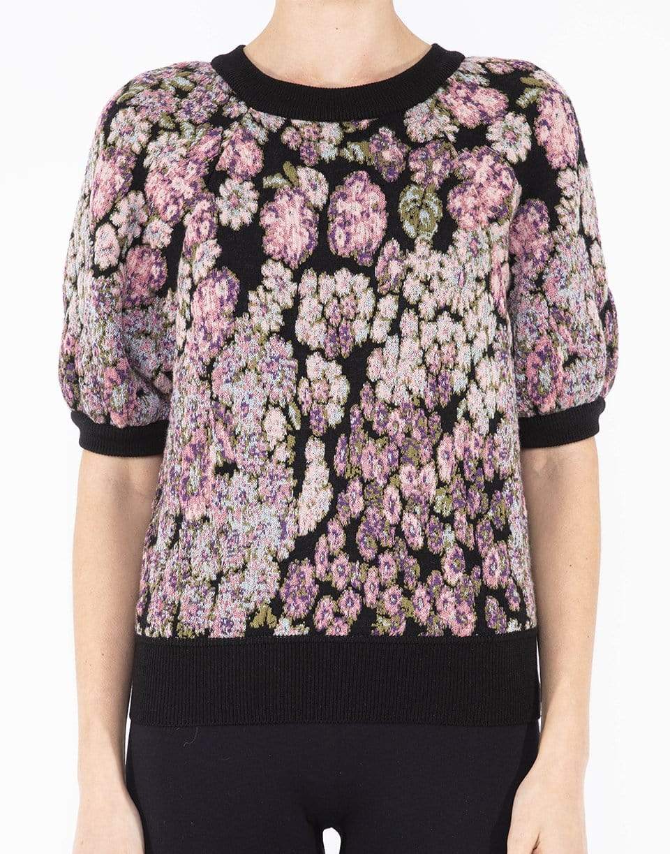 GIAMBATTISTA VALLI-Short Sleeve Flower Knit Top-