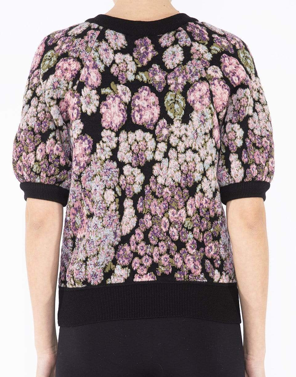 GIAMBATTISTA VALLI-Short Sleeve Flower Knit Top-