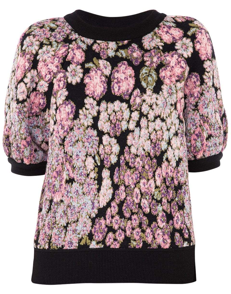 GIAMBATTISTA VALLI-Short Sleeve Flower Knit Top-