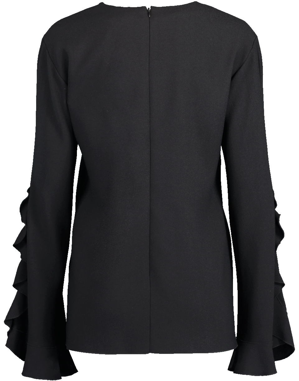 GIAMBATTISTA VALLI-Ruffle Sleeve Split Neck Top-