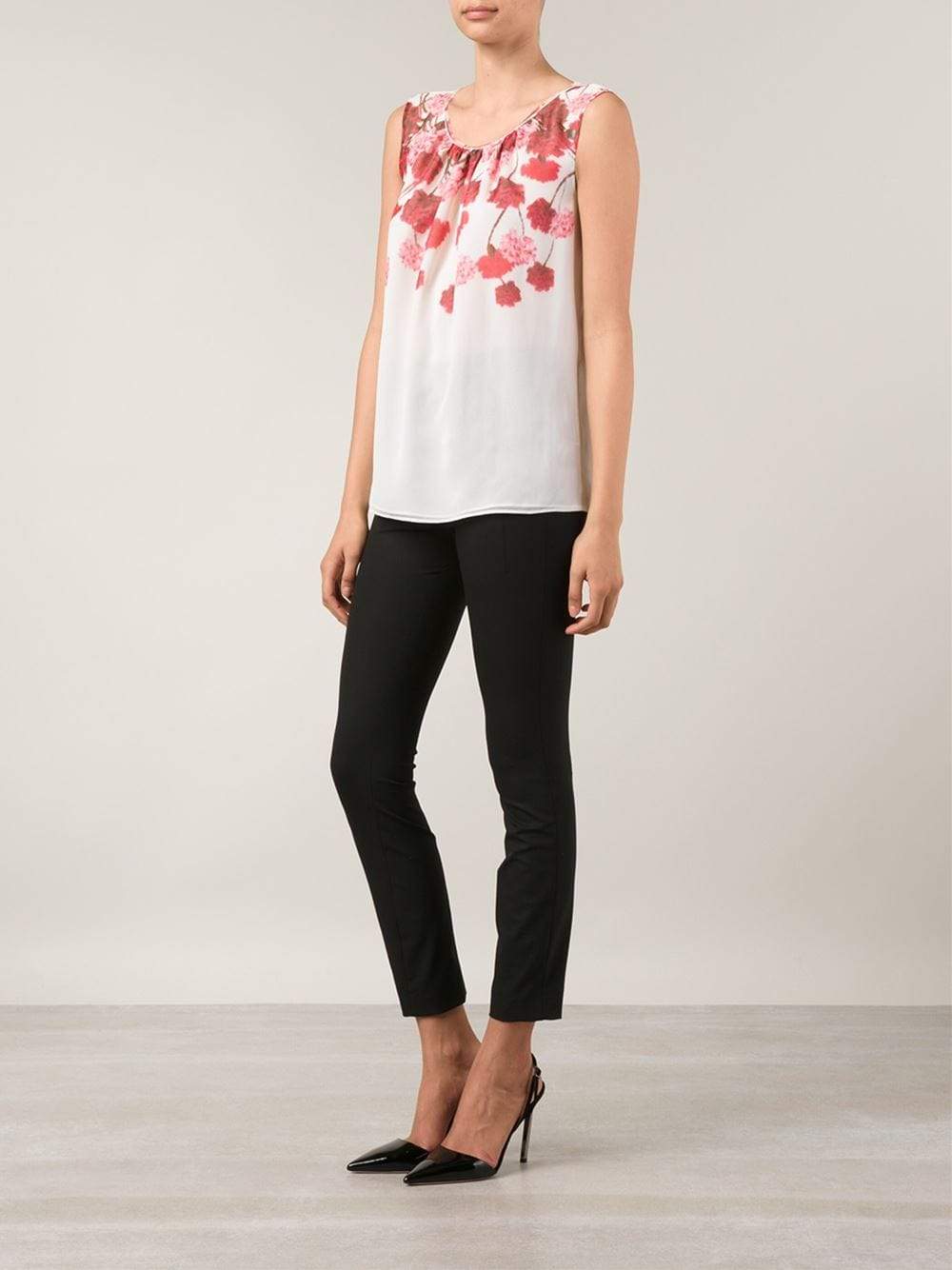 GIAMBATTISTA VALLI-Floral Print Silk Top-