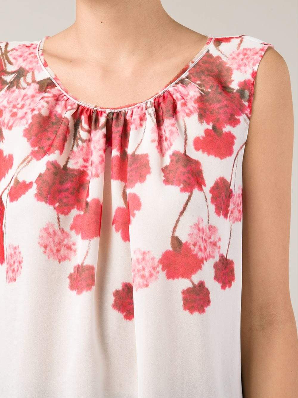 GIAMBATTISTA VALLI-Floral Print Silk Top-