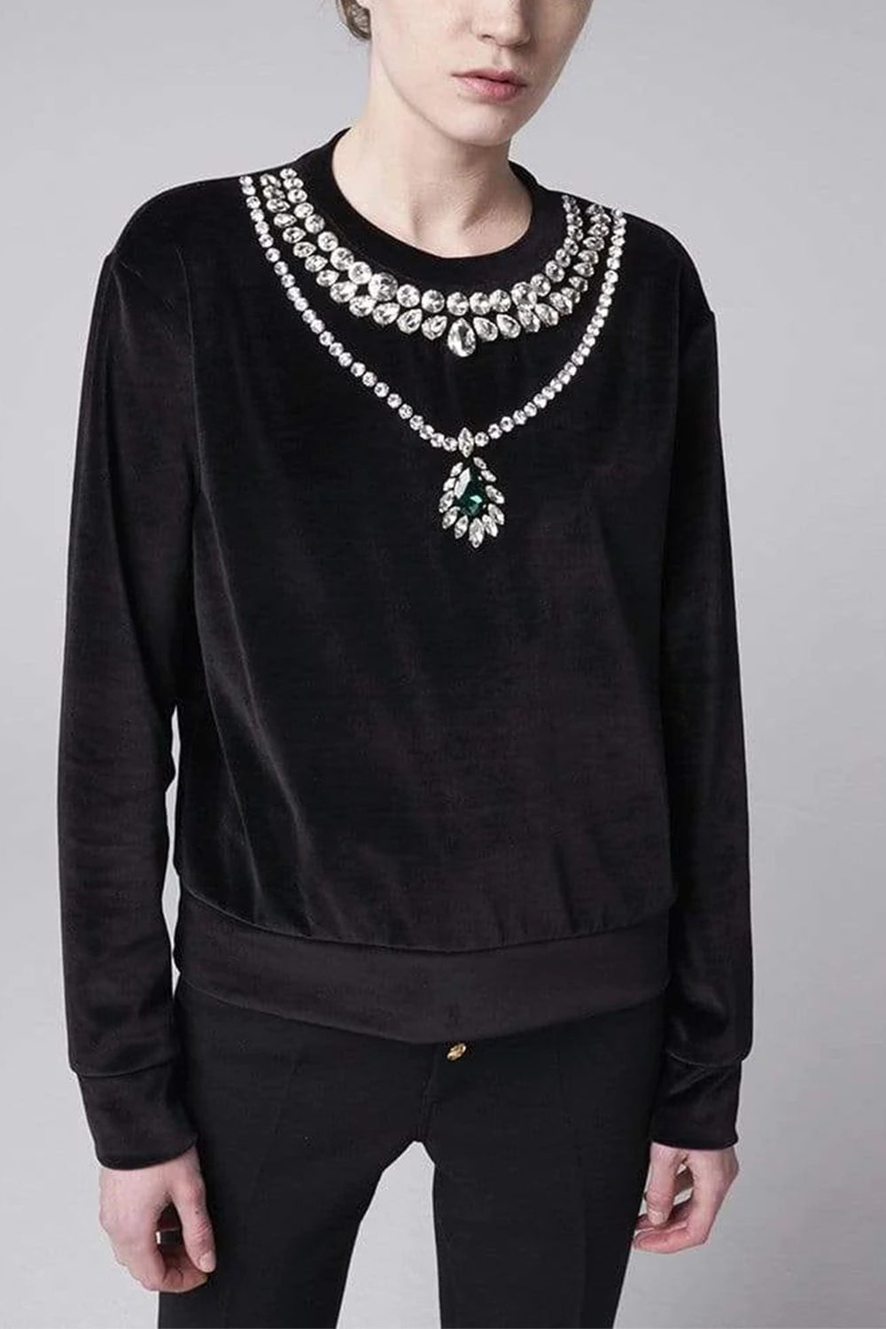GIAMBATTISTA VALLI-Black Crewneck Sweatshirt-