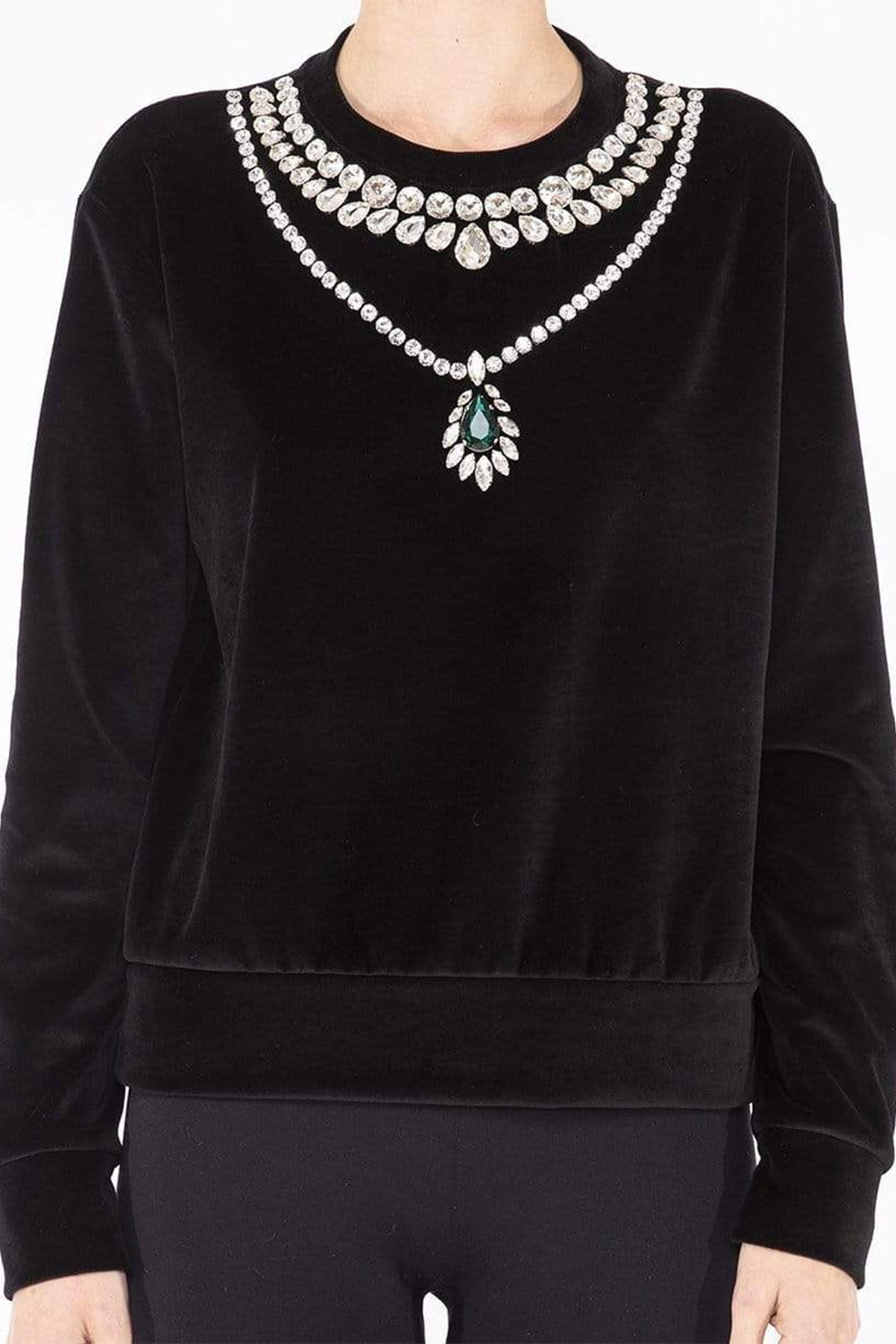 GIAMBATTISTA VALLI-Black Crewneck Sweatshirt-