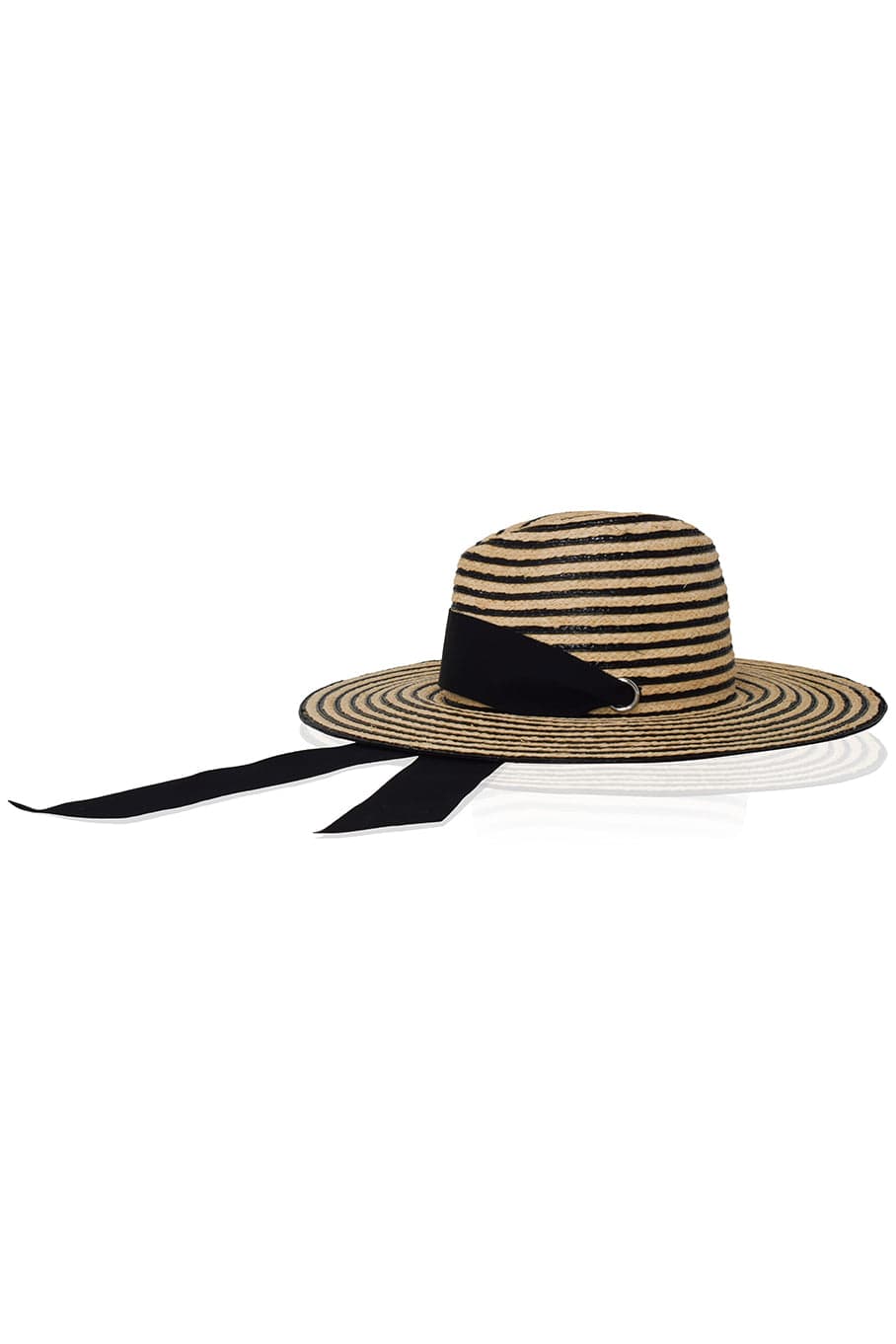 GIGI BURRIS MILLINERY-Jeanne With Tie Raffia Hat - Black-