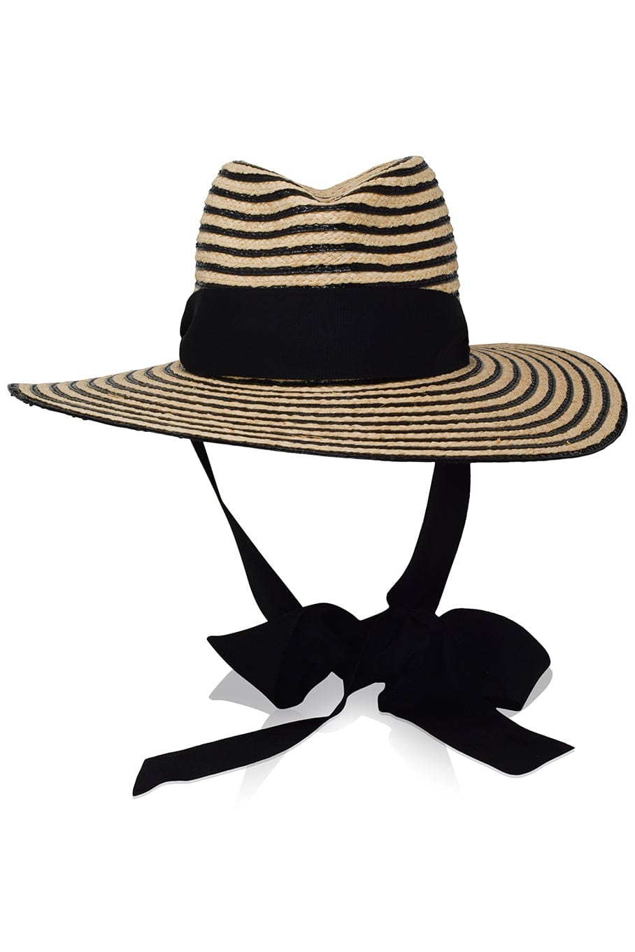 GIGI BURRIS MILLINERY-Jeanne With Tie Raffia Hat - Black-