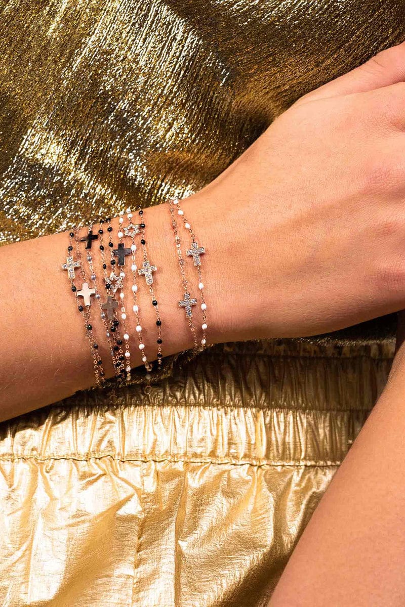 GIGI CLOZEAU-Classic Cross Bracelet - 6.7in - Black-BLACK