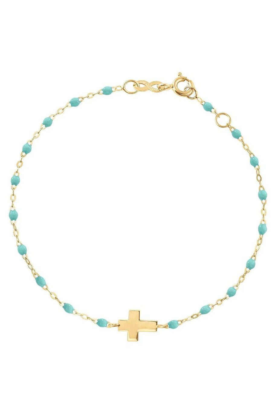 GIGI CLOZEAU-Cross Charm Classic Gigi Bracelet - 6.7in - Lagoon-LAGOON