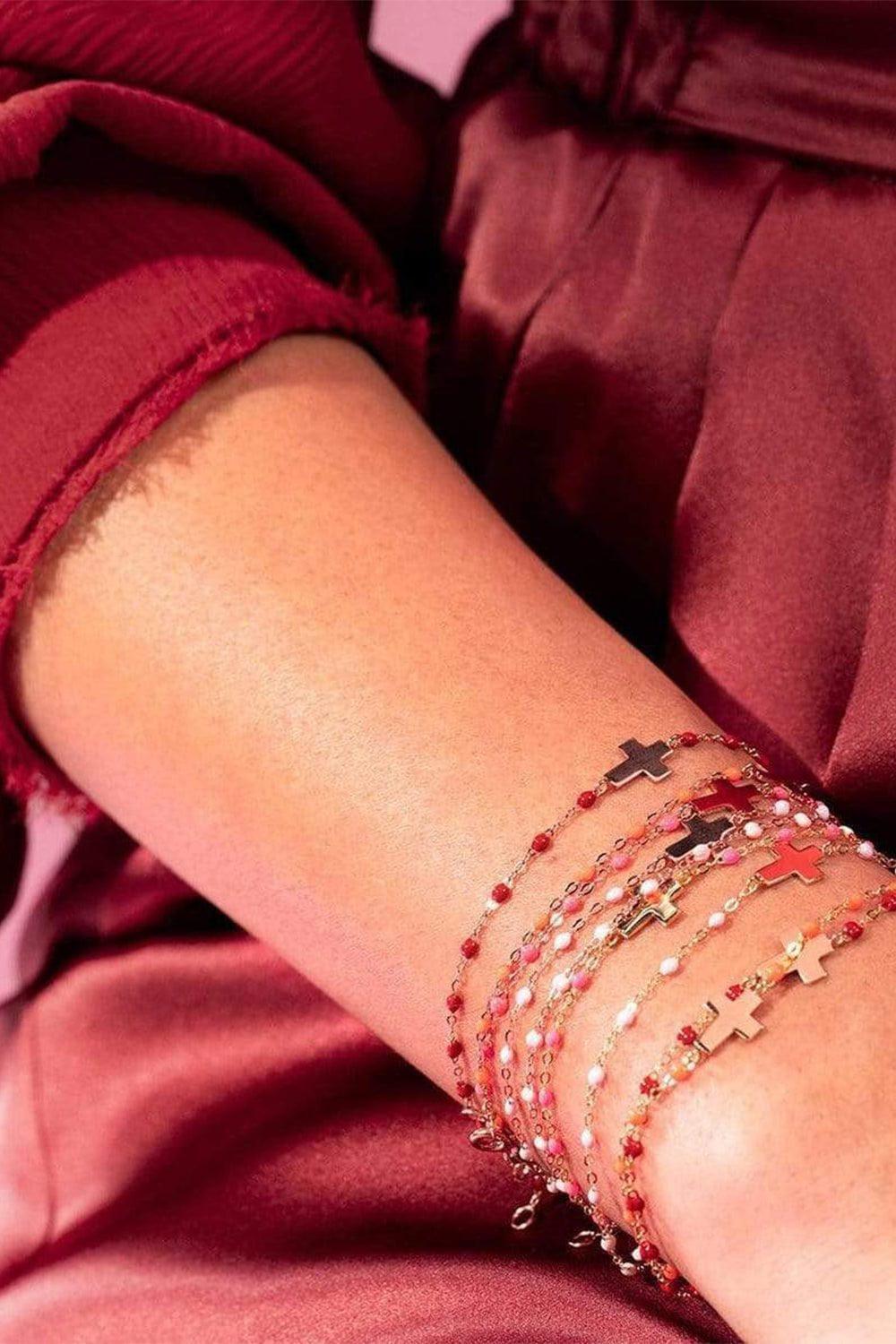 GIGI CLOZEAU-Cross Charm Classic Gigi Bracelet - 6.7in - Lilac-RG/LILAC