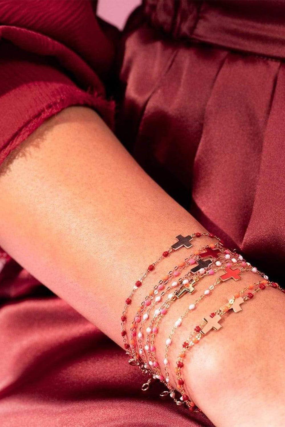 GIGI CLOZEAU-Cross Charm Classic Gigi Bracelet - 6.7in - Rose-RG/ROSE