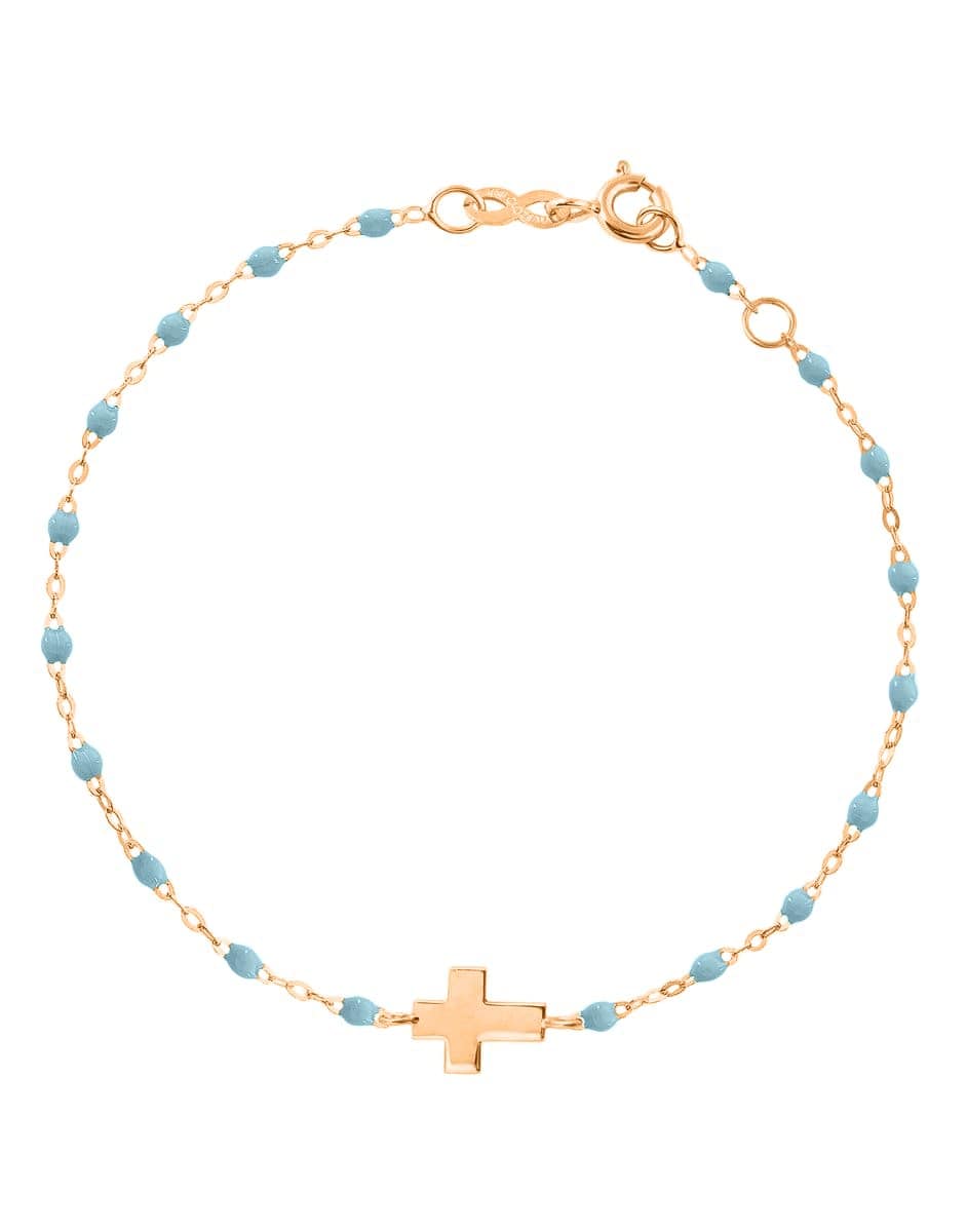 GIGI CLOZEAU-Cross Charm Classic Gigi Bracelet - 6.7in - Sky-RG/SKY