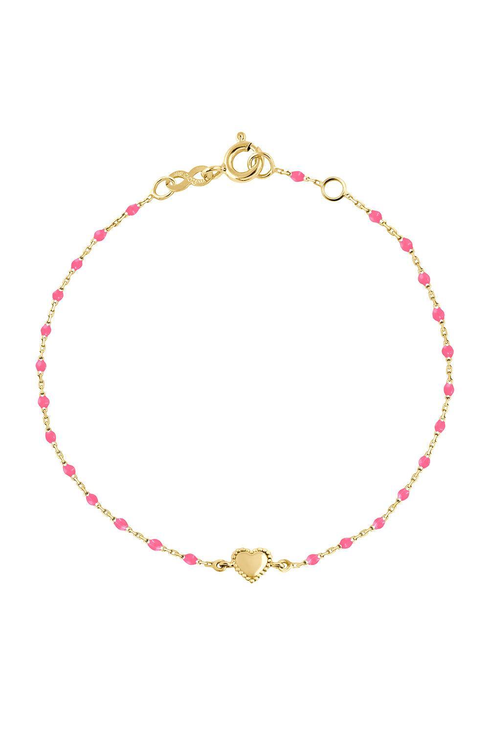Pink Mini Gigi Lucky Heart Bracelet-YELLOW GOLD/PINK-6.7-JEWELRYBOUTIQUEBRACELET O-GIGI CLOZEAU