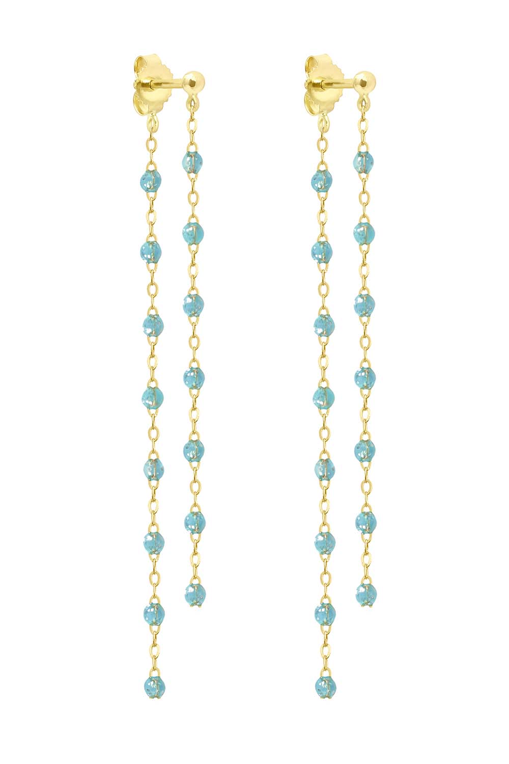 GIGI CLOZEAU-Classic Gigi Dangling Earrings - Aqua-YELLOW GOLD/AQUA