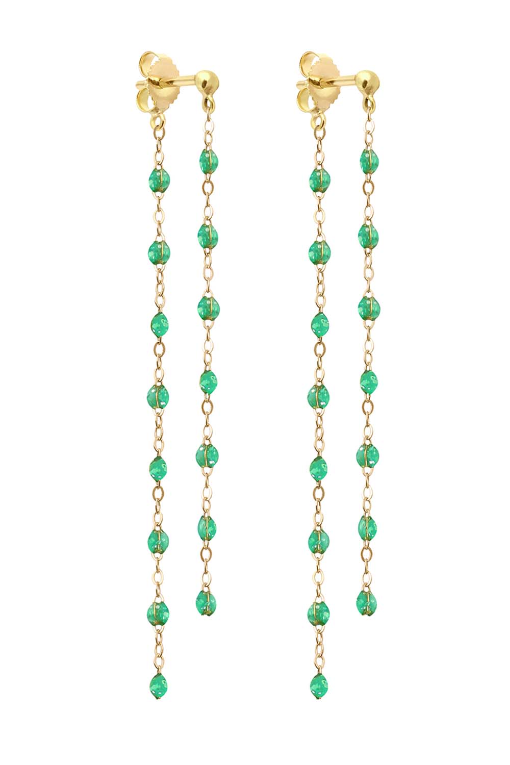 GIGI CLOZEAU-Classic Gigi Dangling Earrings - Mint-YELLOW GOLD/MINT