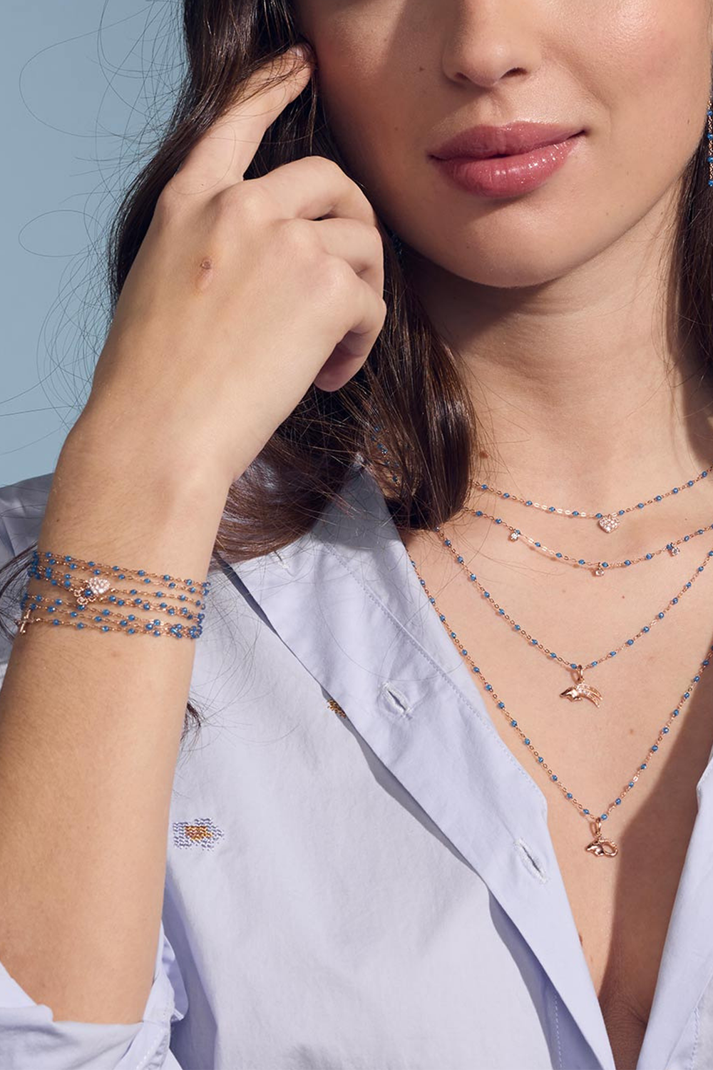 Azurite Classic Gigi Necklace - Yellow Gold-AZURITE-16.5-JEWELRYBOUTIQUENECKLACE O-GIGI CLOZEAU
