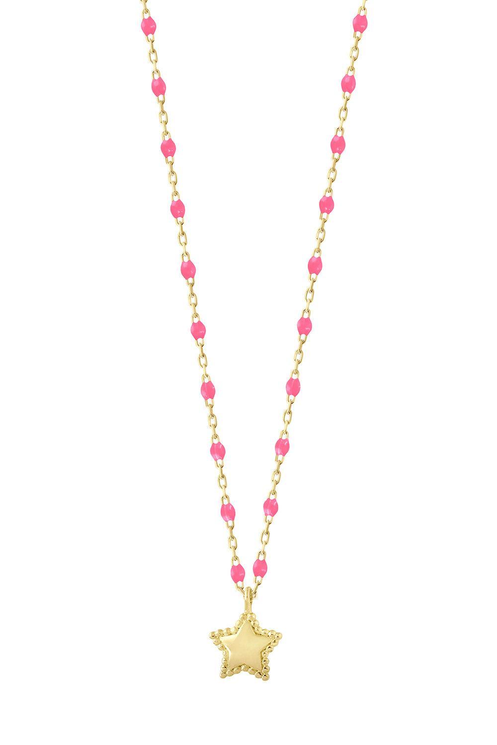 Pink Mini Gigi Star Necklace - Yellow Gold-PINK-15.7-JEWELRYBOUTIQUENECKLACE O-GIGI CLOZEAU