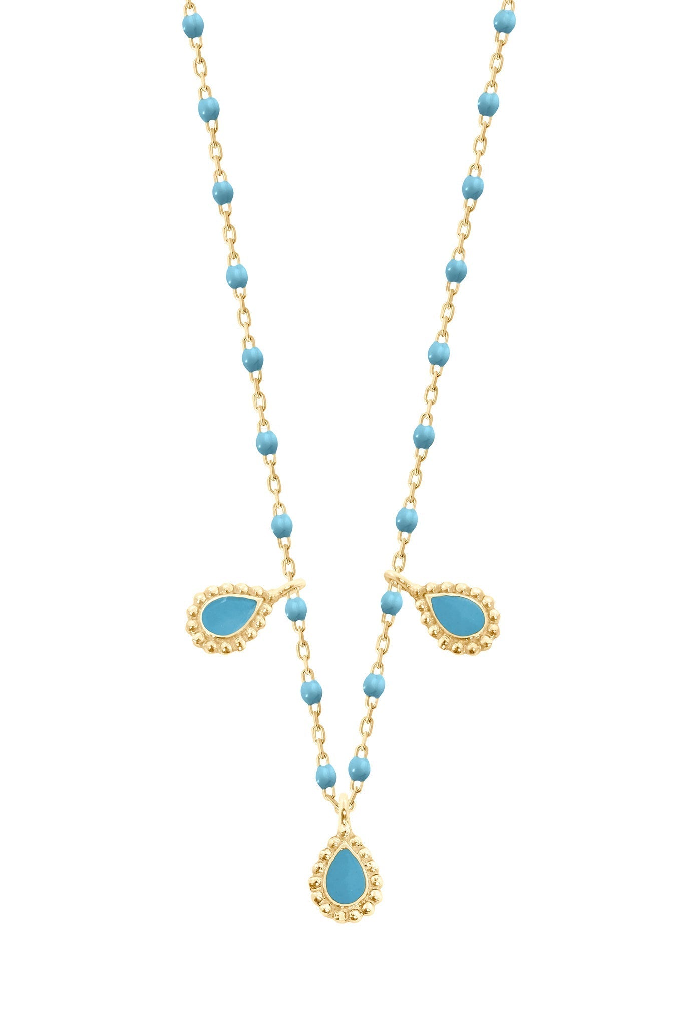 GIGI CLOZEAU-Mini 3 Lucky Cashmere Necklace - 16.5in - Turquoise-TURQ/YG