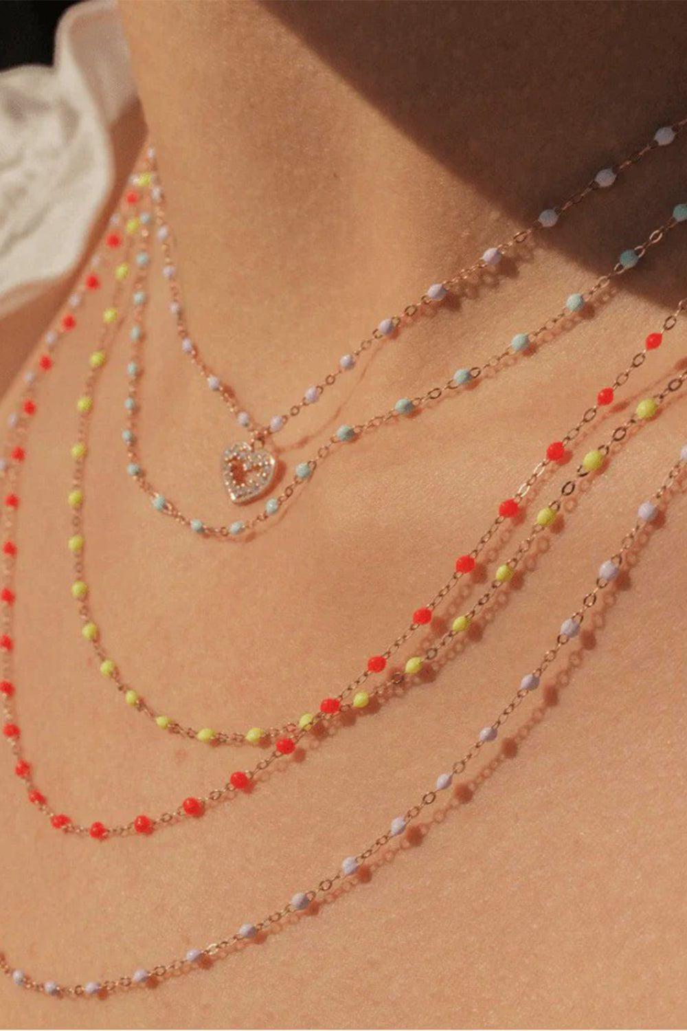 GIGI CLOZEAU-Classic Gigi Necklace - 19.7in - Lilac-YELLOW GOLD/LILAC