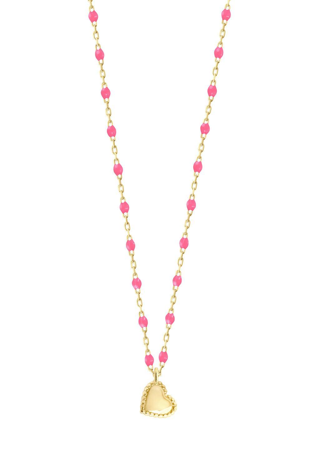 Pink Mini Gigi Lucky Heart Necklace-YELLOW GOLD/PINK-15.7-JEWELRYBOUTIQUENECKLACE O-GIGI CLOZEAU