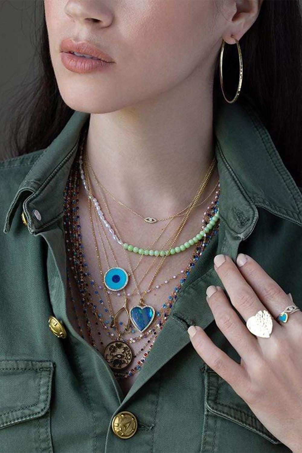 GIGI CLOZEAU-Classic Gigi Sautoir Necklace - 24in - Blue-YG/BLUE