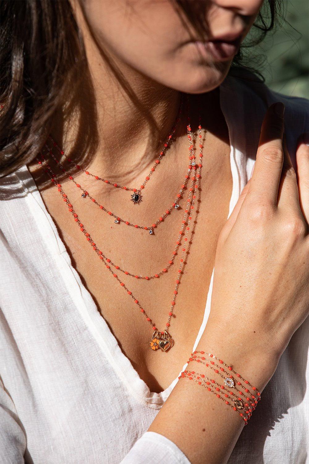 GIGI CLOZEAU-Sun Classic Gigi Necklace - 16.5in - Coral-YG/CORAL