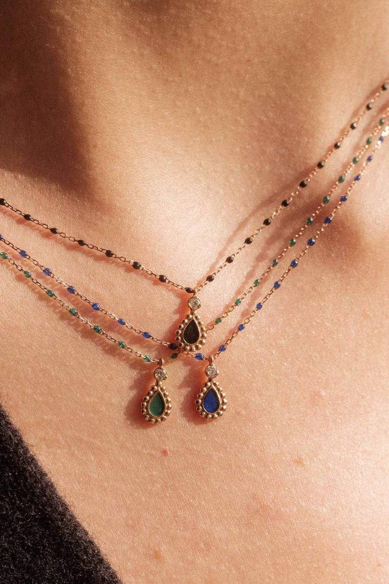 GIGI CLOZEAU-Lucky Cashmere Necklace - 16.5in - Turquoise-YG/TURQ