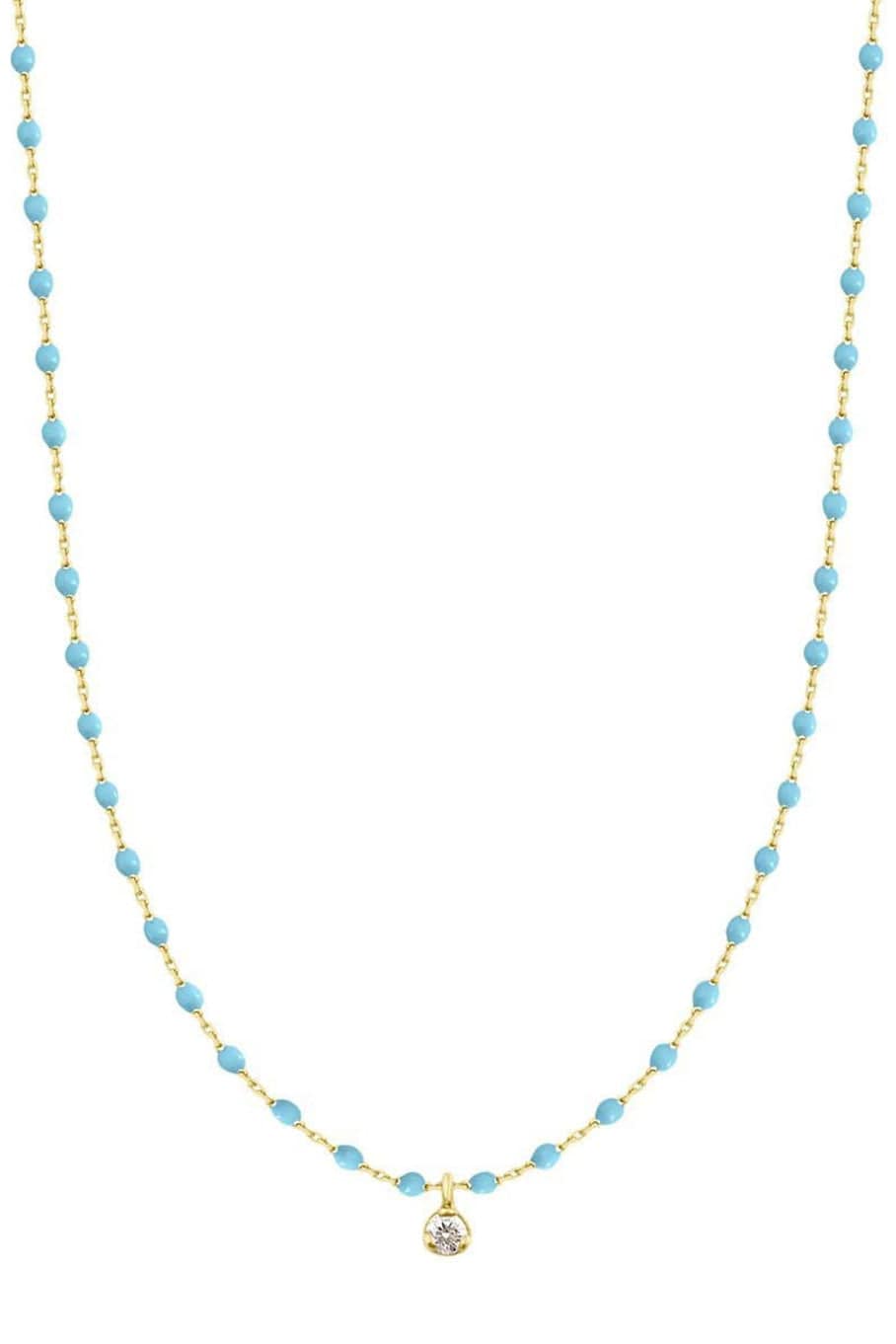 GIGI CLOZEAU-Mini Diamond Gigi Necklace - 15.7in - Turquoise-YG/TURQ