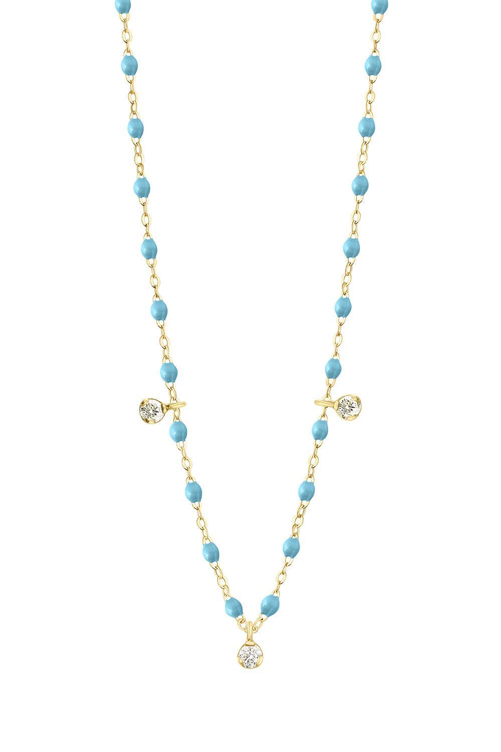 3 Diamond Turquoise Gigi Classic Supreme Necklace - Yellow Gold-TURQ-17.7-JEWELRYFINE JEWELNECKLACE O-GIGI CLOZEAU